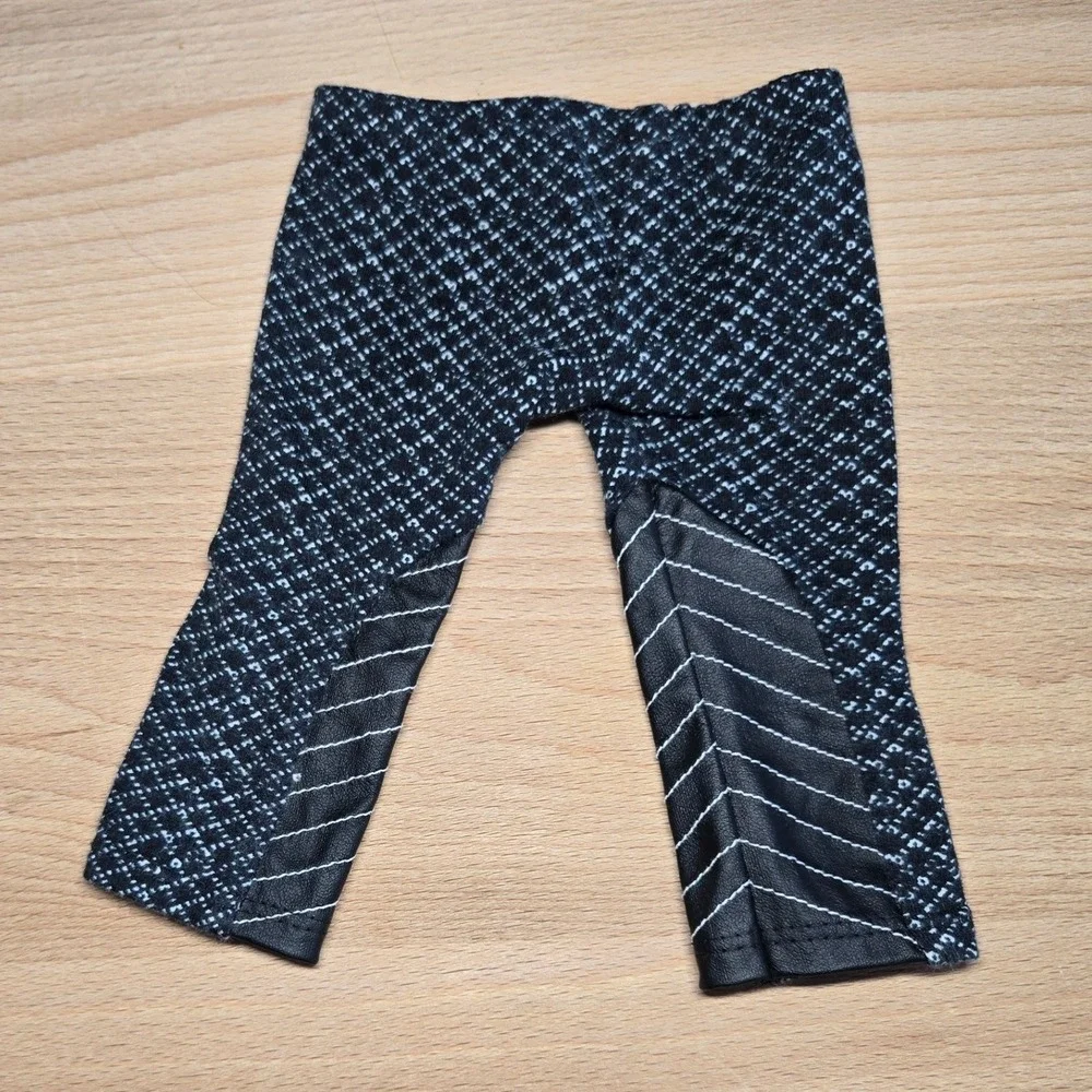 American Girl Metro Leggings Black White Textured Knit Faux Leather 18 Inch Doll
